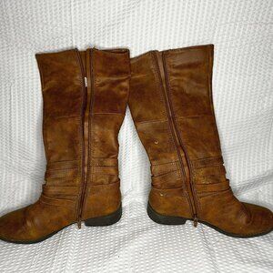 Brash Riding Boots Women's 7W Tall Brown Knee High Buckle Strap Side